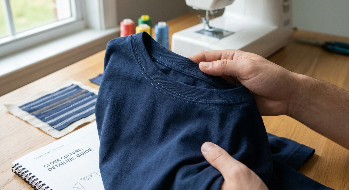 Why neckline stitching defines the quality of a t-shirt – a Clova Culture detailing guide