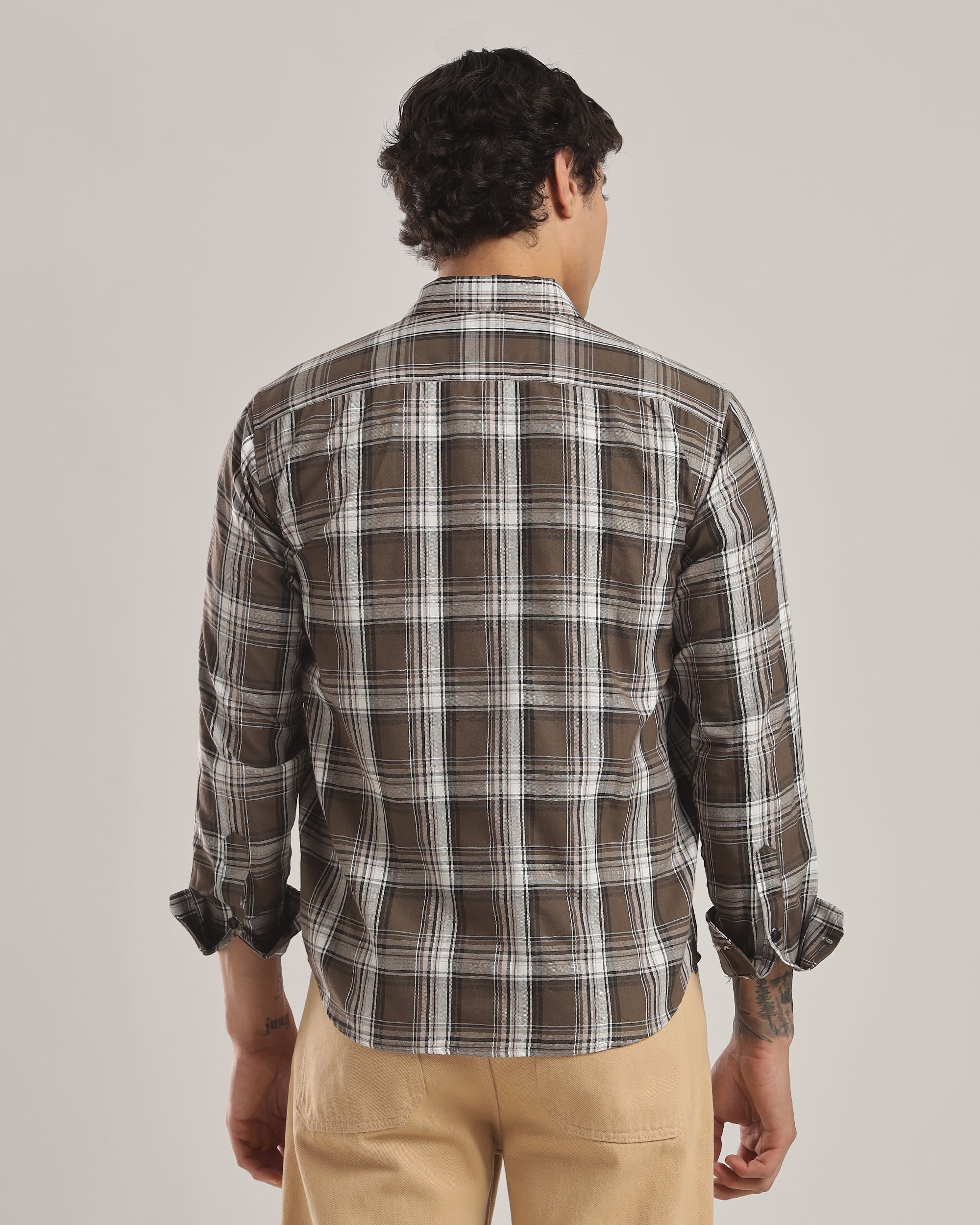 Brown Plaid Relaxed Fit Oxford Shirt