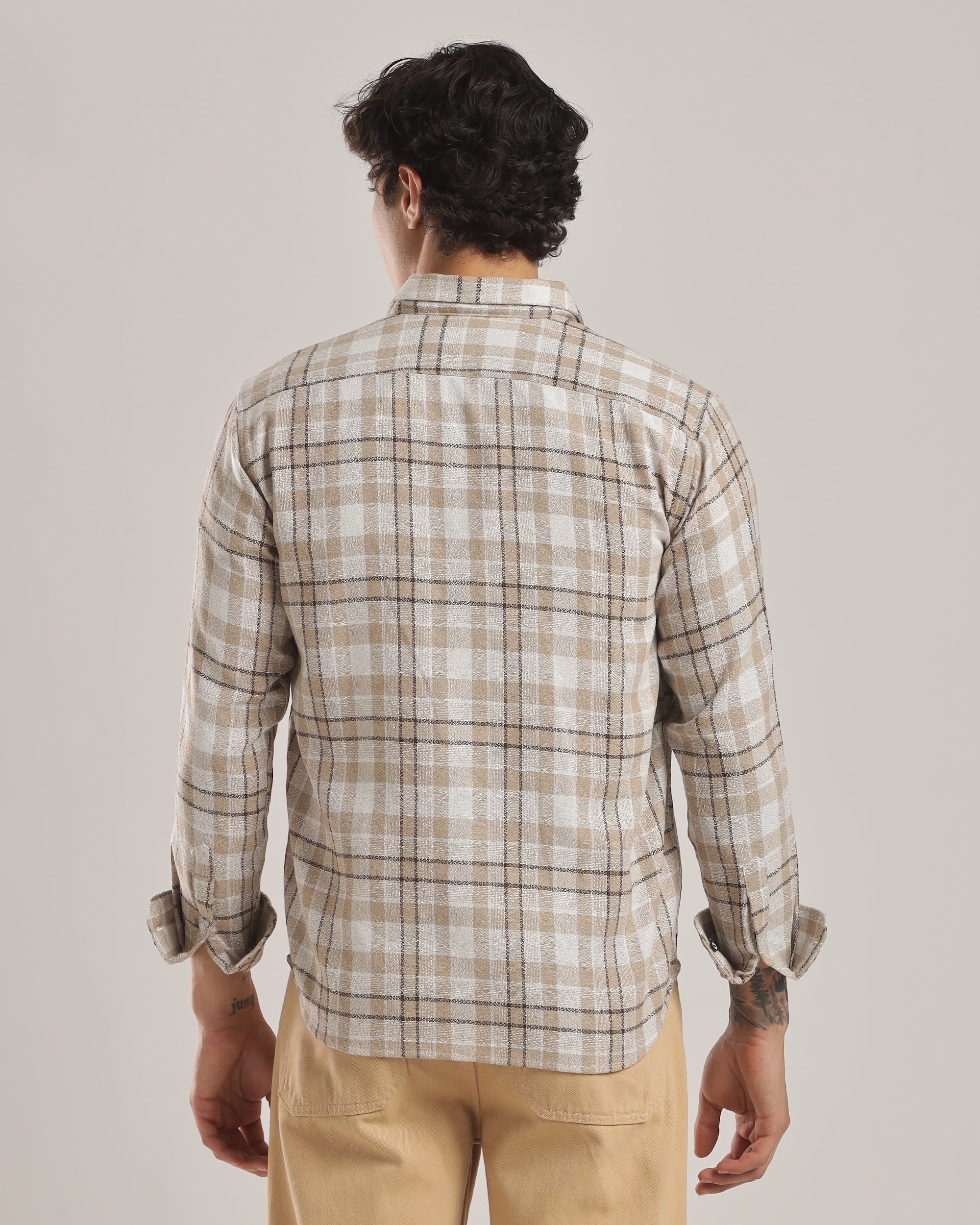 Classic Sand Check Flannel Shirt