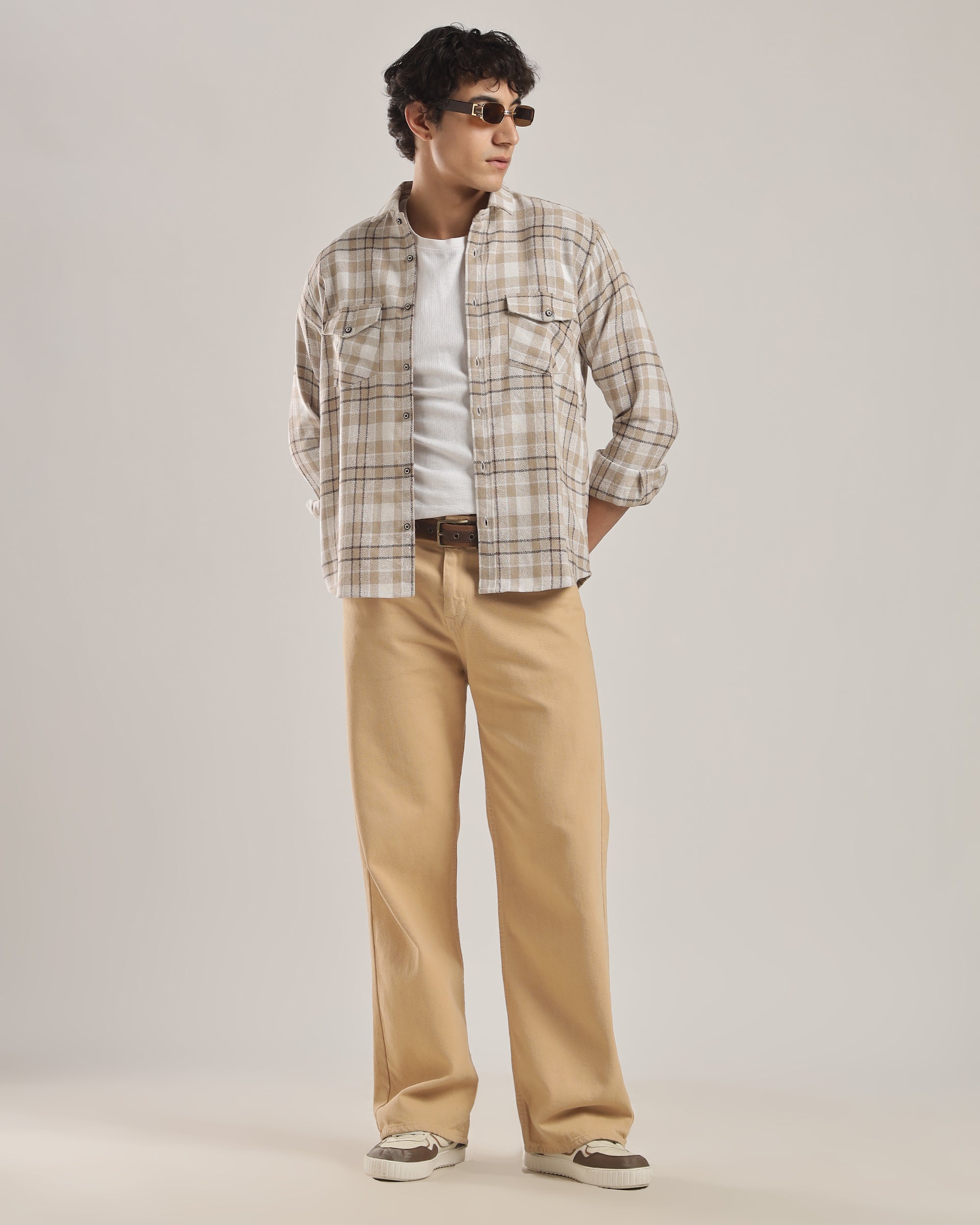 Classic Sand Check Flannel Shirt