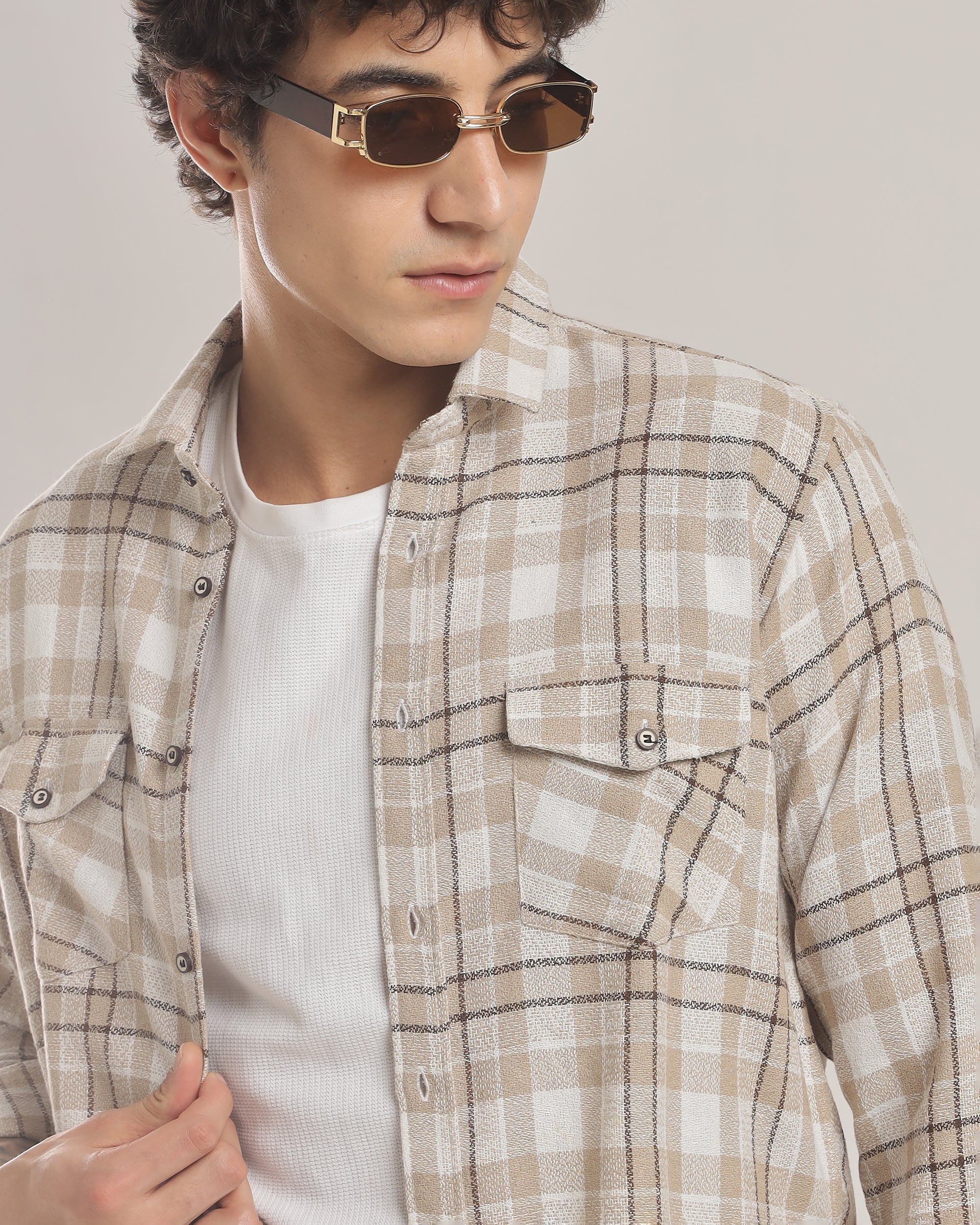 Classic Sand Check Flannel Shirt
