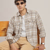 Casual Beige Flannel Check Shirt