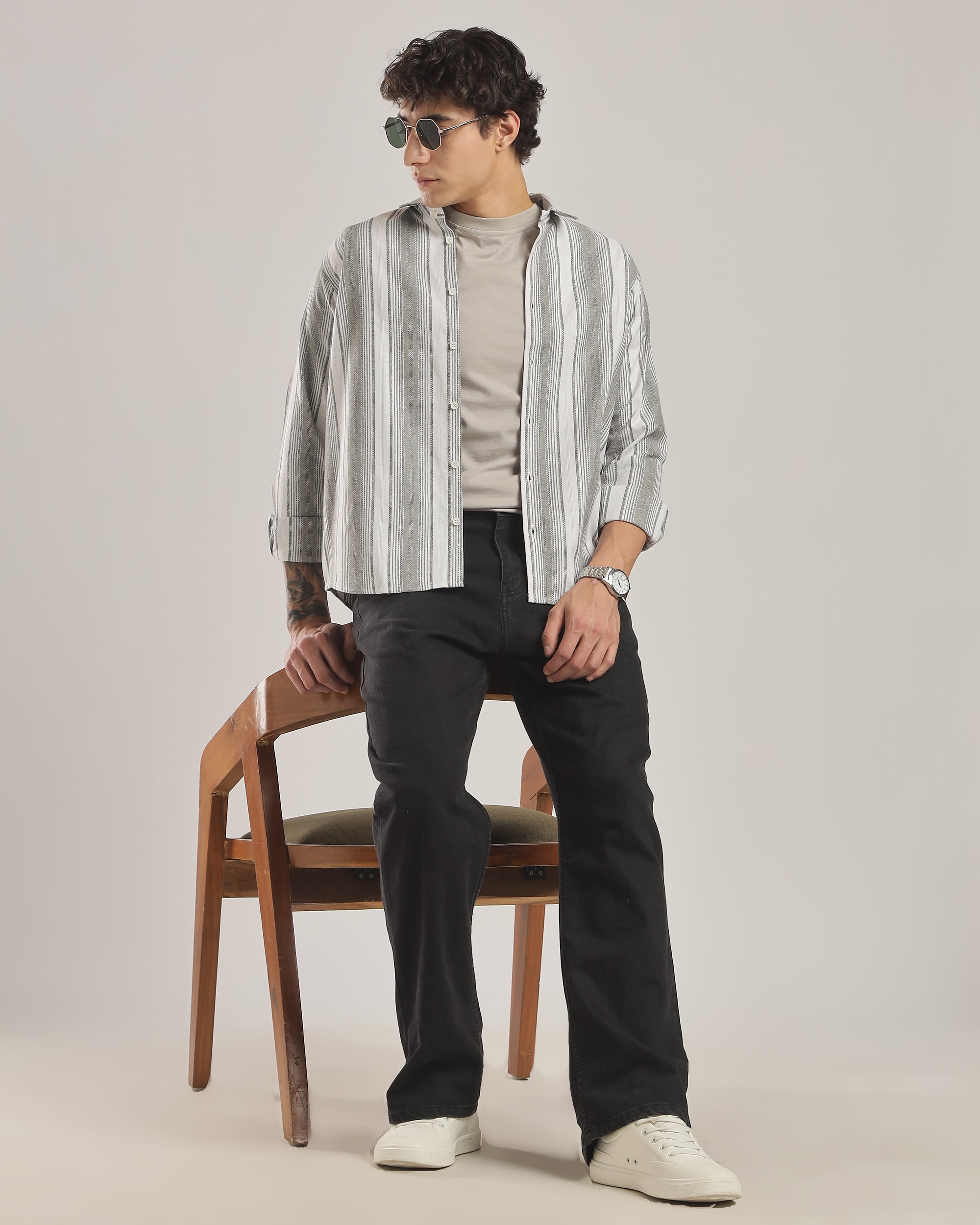 Striped Textured Relaxed Fit Casual Shirt