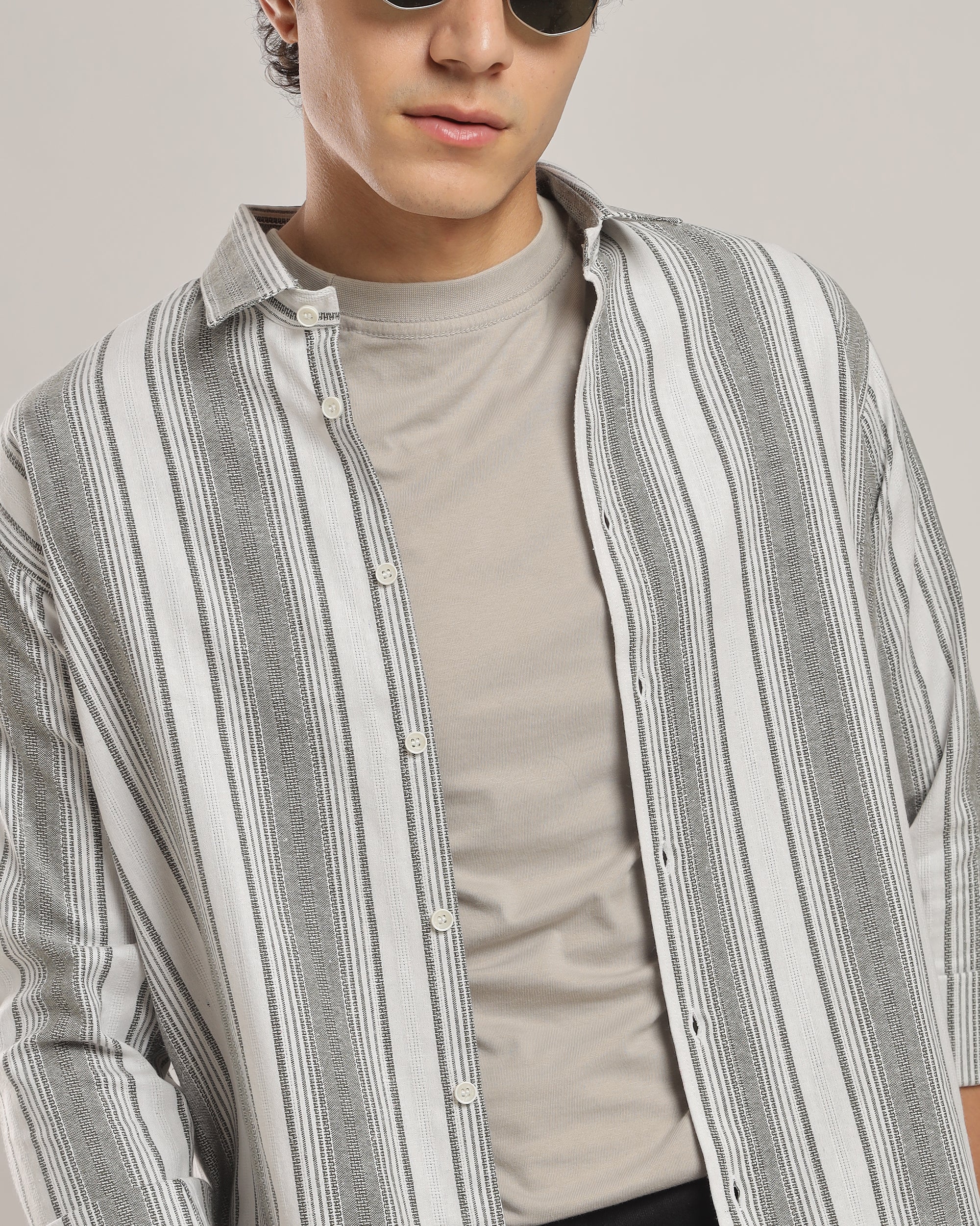 Striped Textured Relaxed Fit Casual Shirt