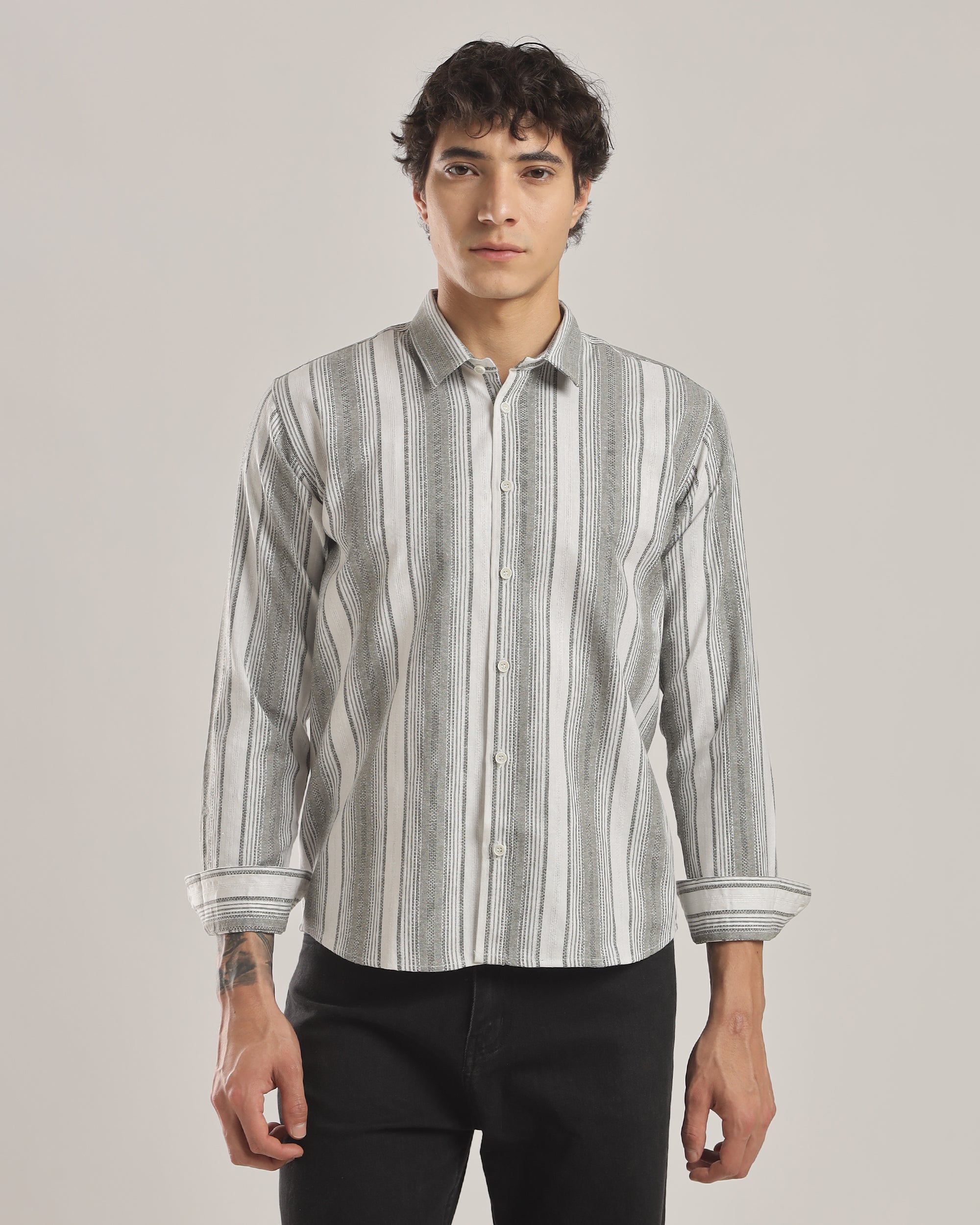 Striped Textured Relaxed Fit Casual Shirt