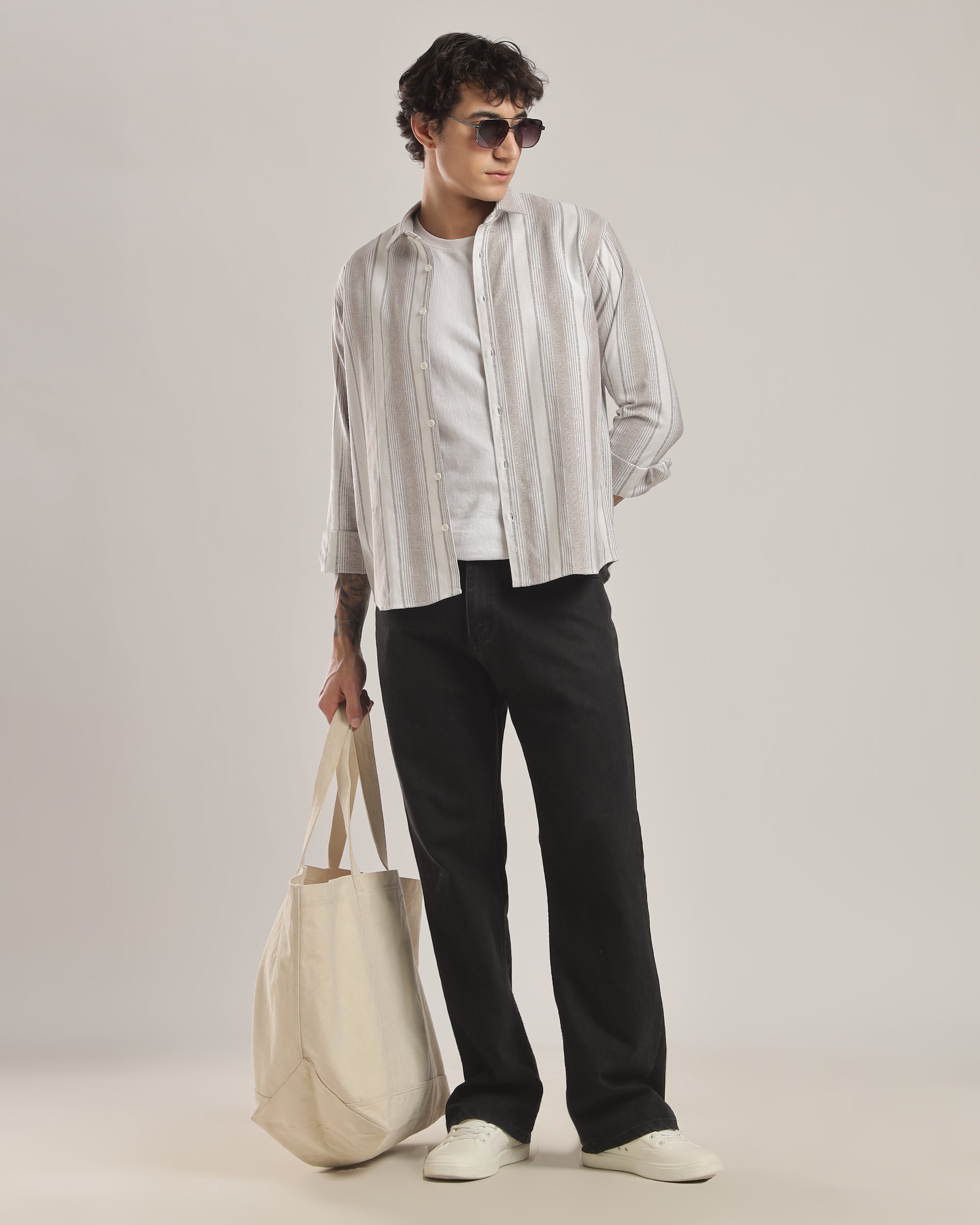 Men’s Smart Casual Striped Textured Shirt