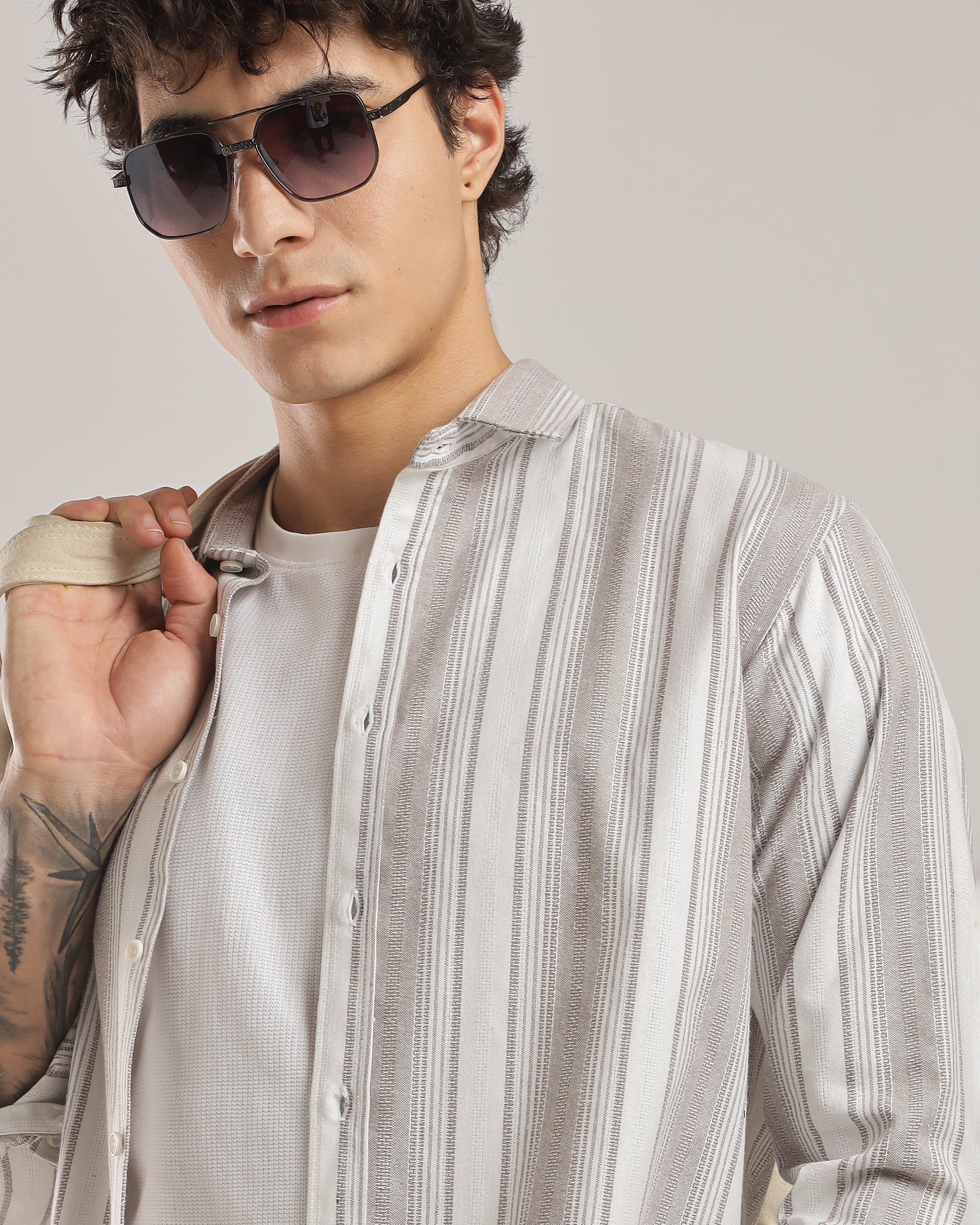 Men’s Smart Casual Striped Textured Shirt