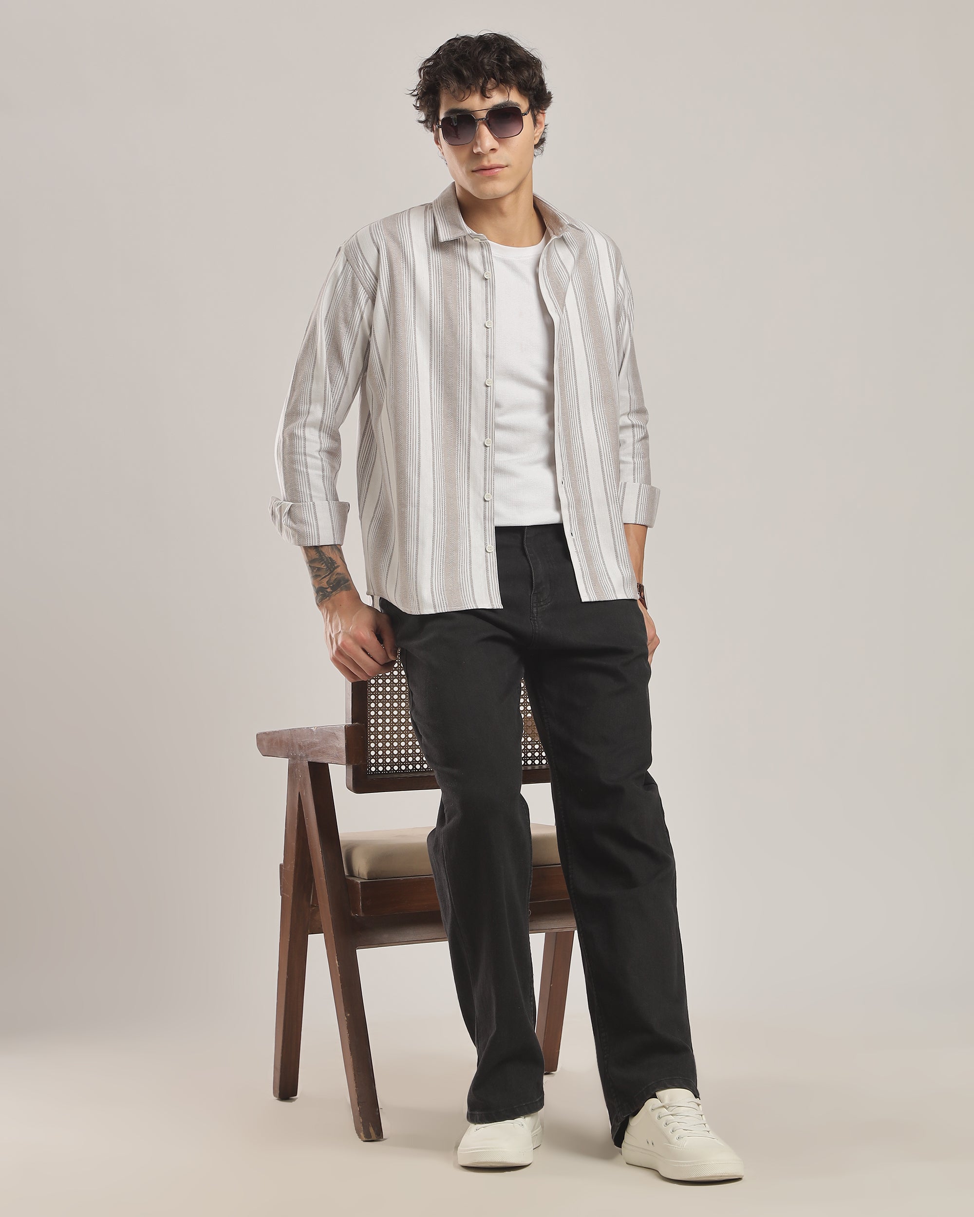 Men’s Smart Casual Striped Textured Shirt