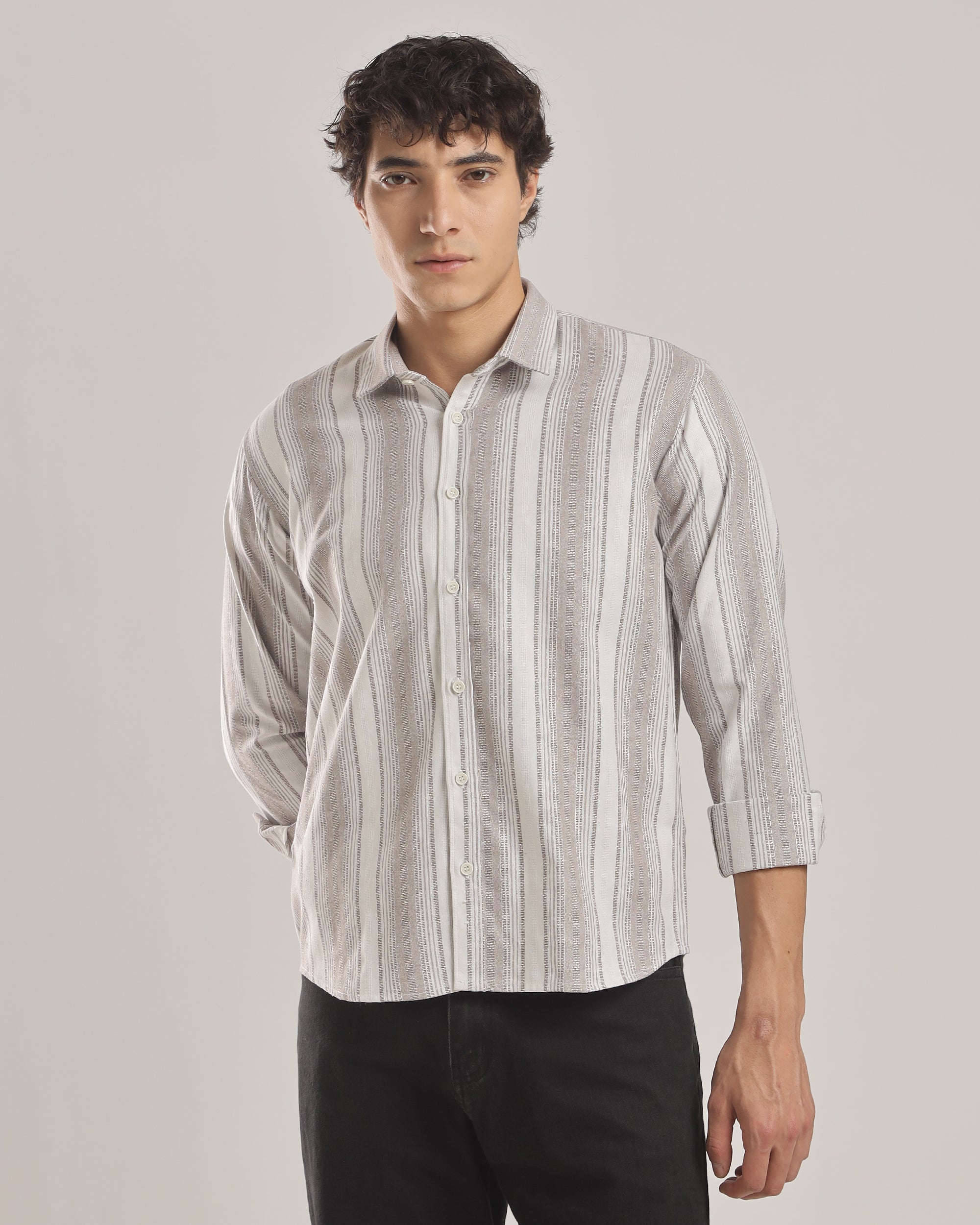 Men’s Smart Casual Striped Textured Shirt