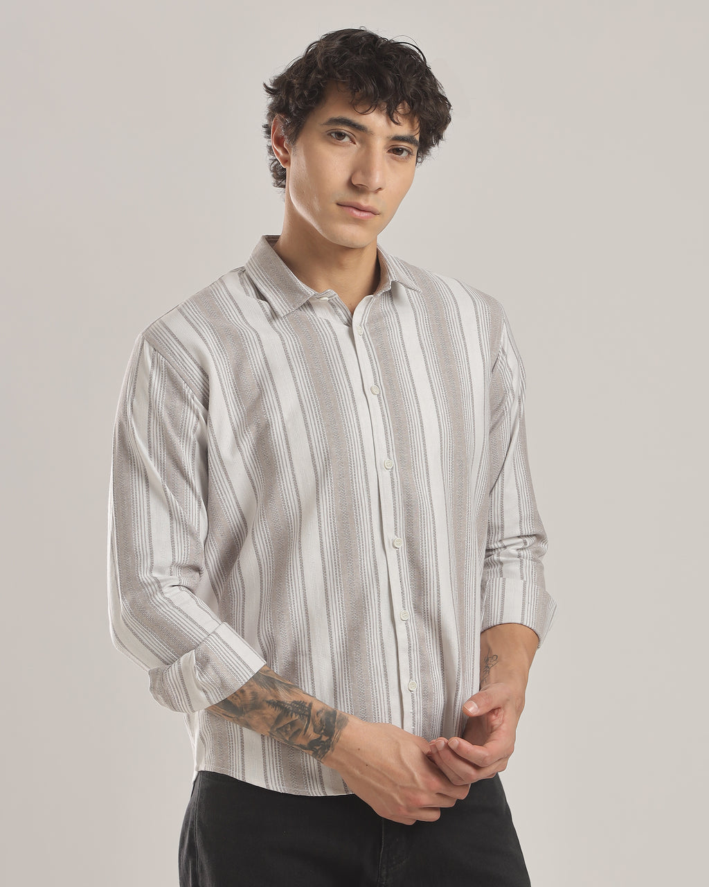 Stylish Textured Stripe Casual Shirt