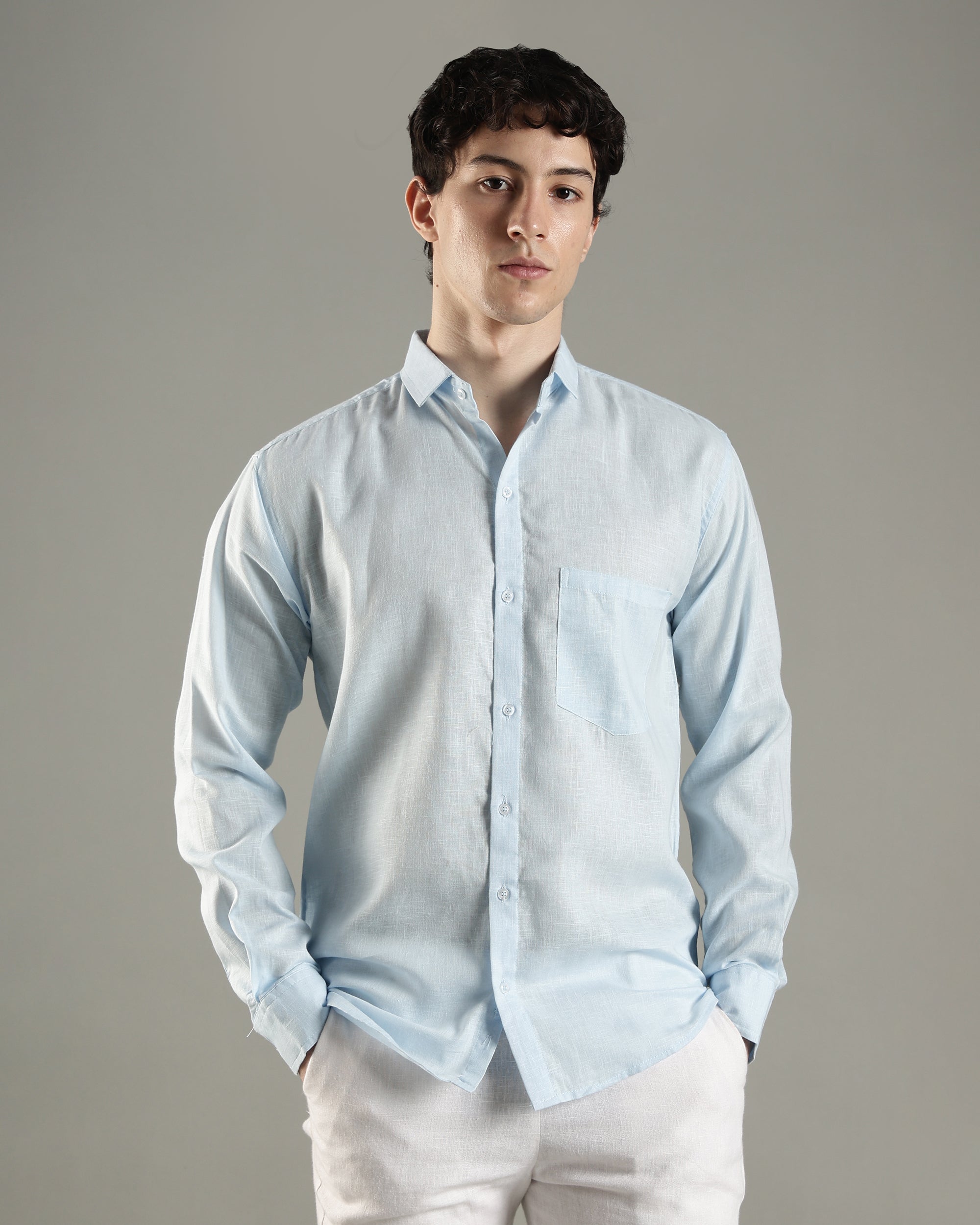 Classic Sky Casual Linen Shirt