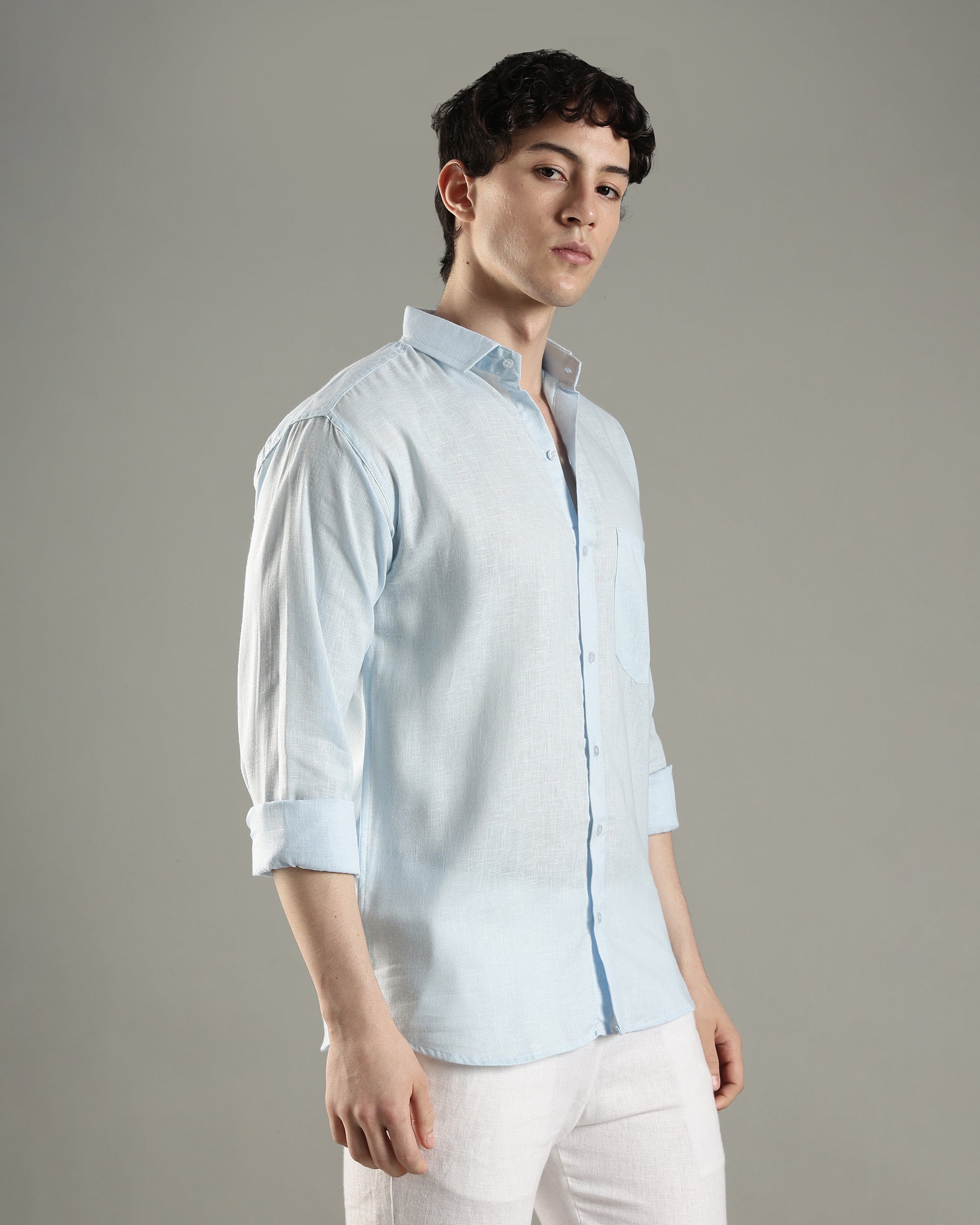Classic Sky Casual Linen Shirt