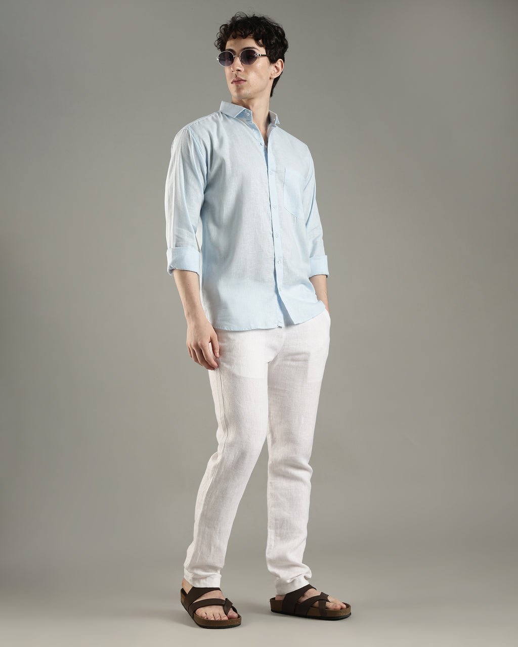 Classic Sky Casual Linen Shirt