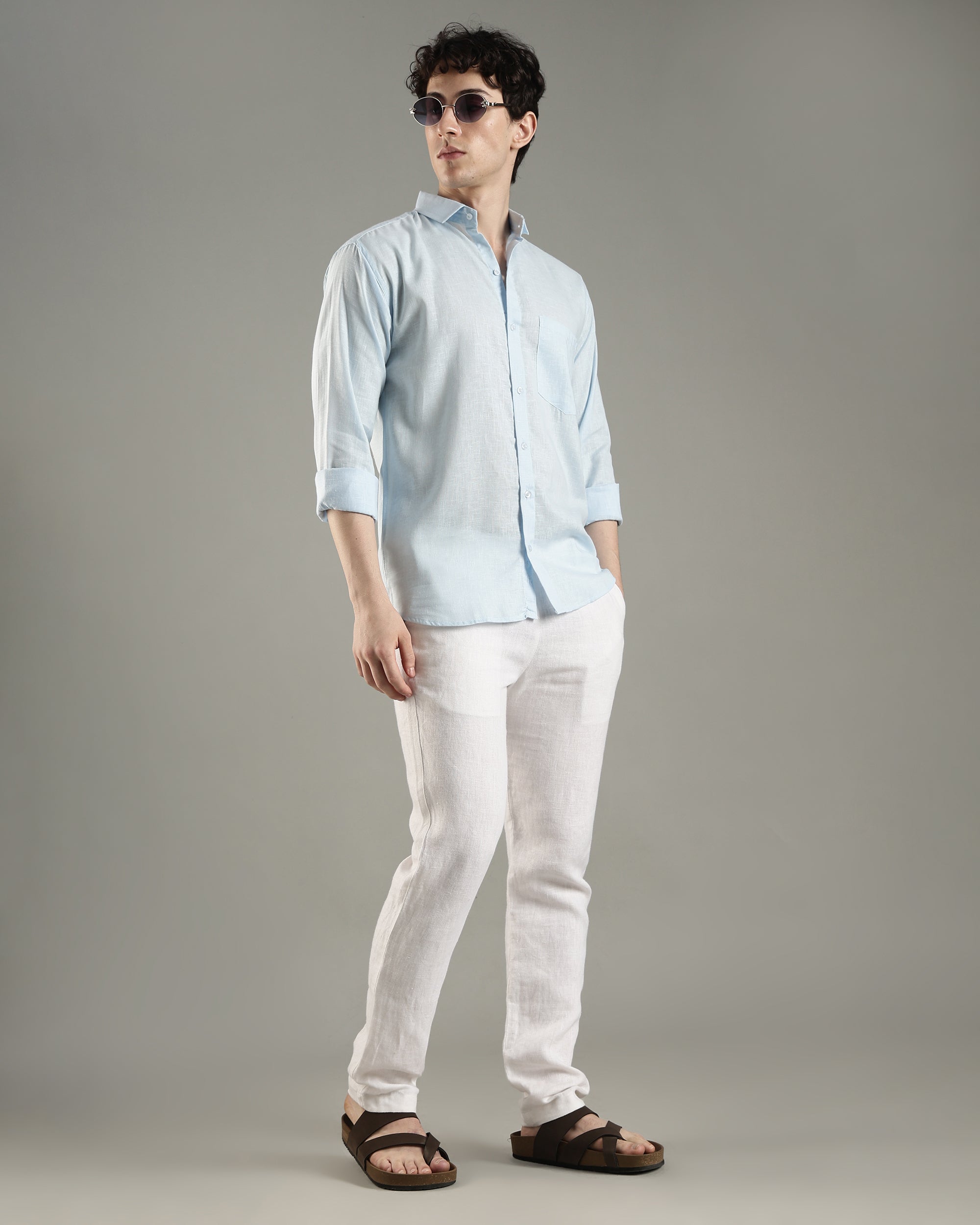 Classic Sky Casual Linen Shirt