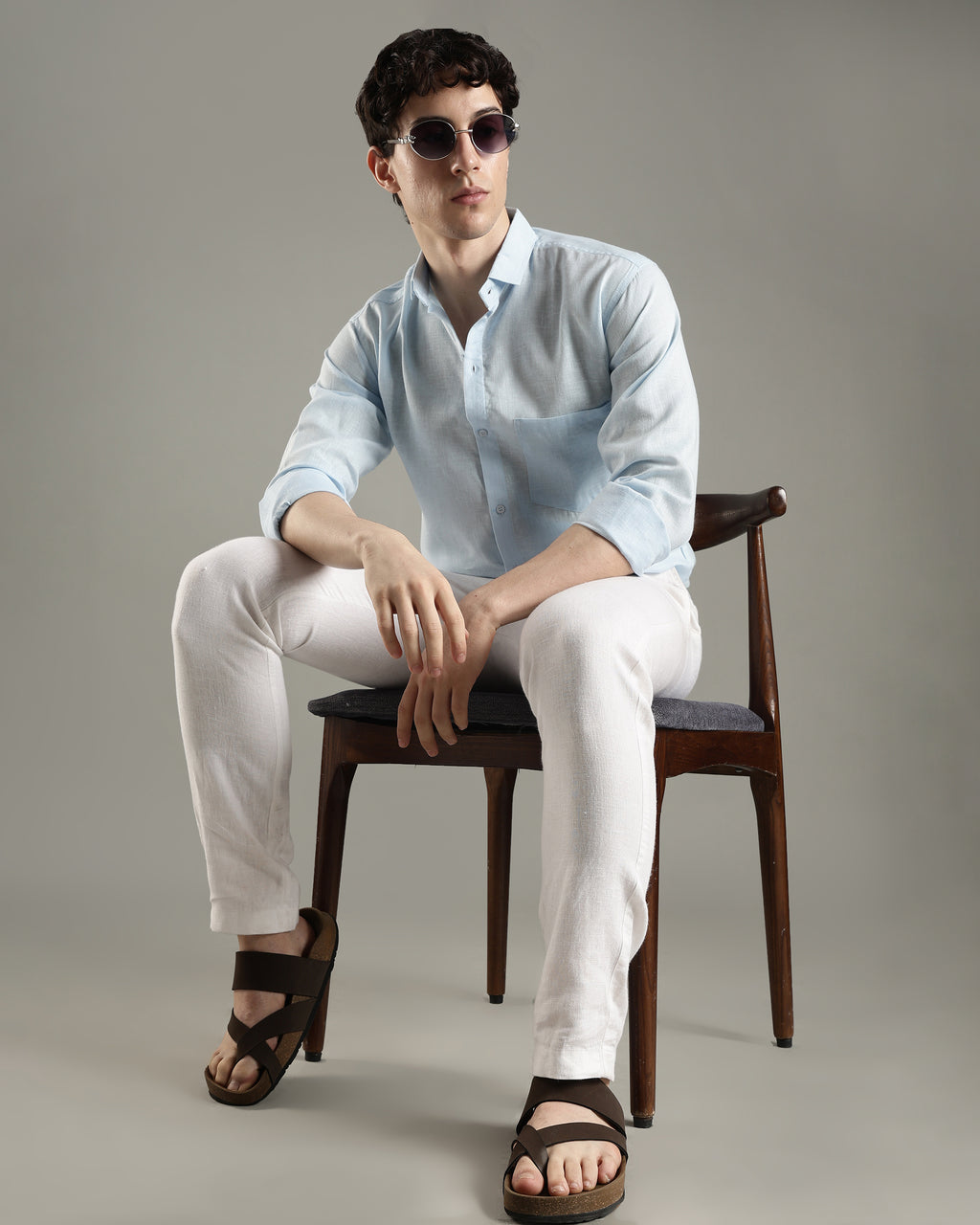 Classic Sky Casual Linen Shirt