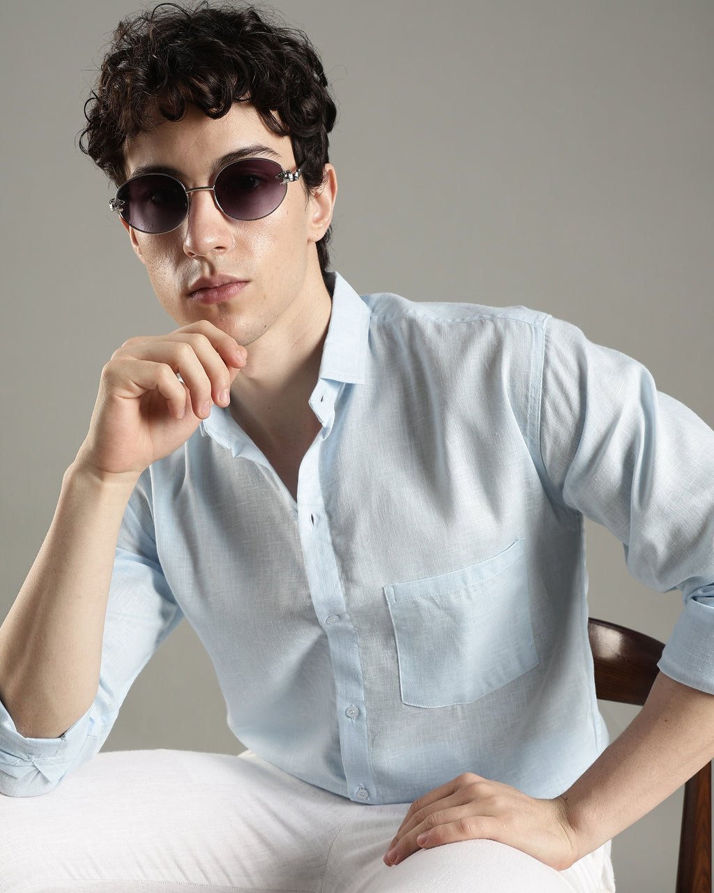 Classic Sky Casual Linen Shirt
