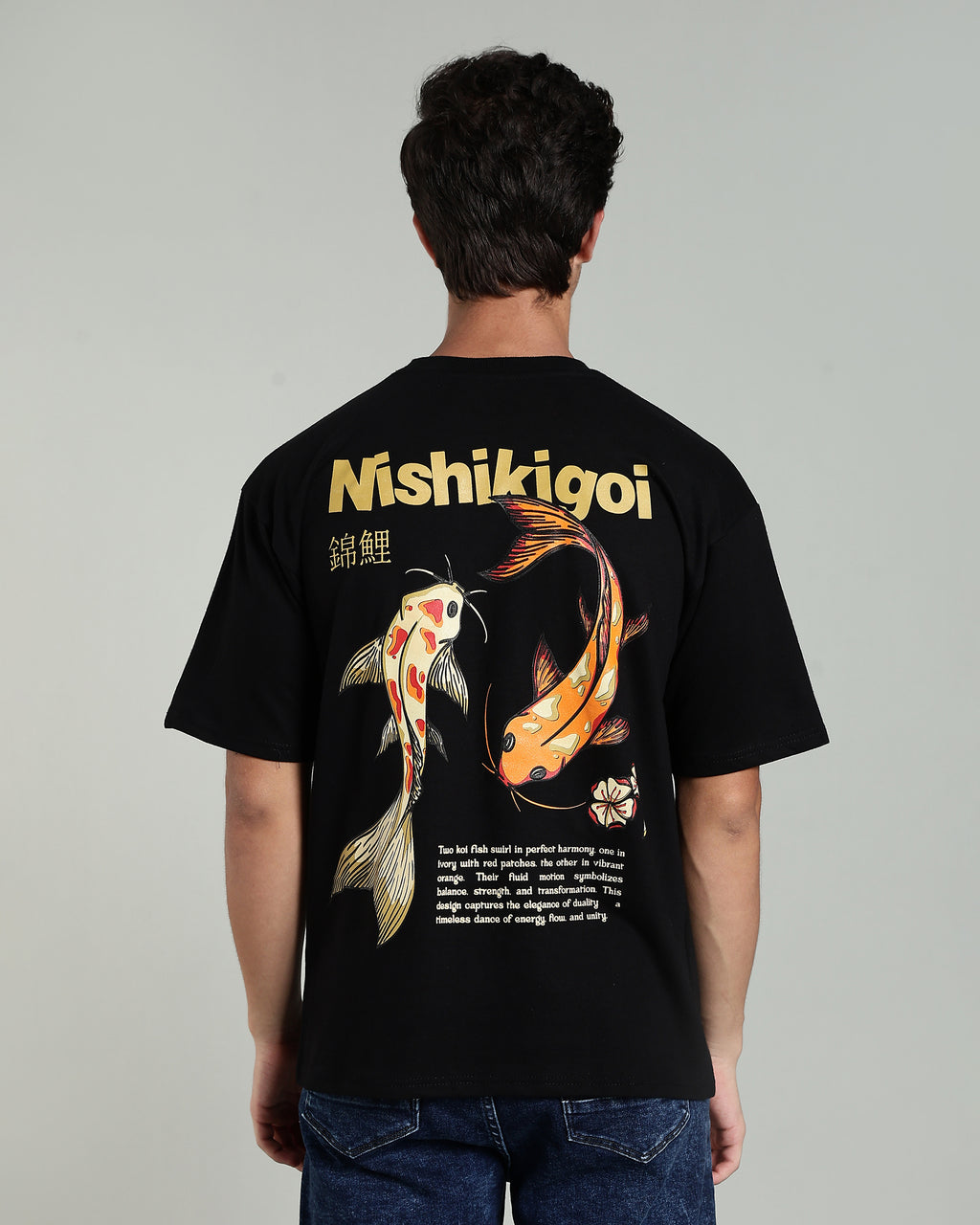 Nishikigoi Art Black Oversized Tee