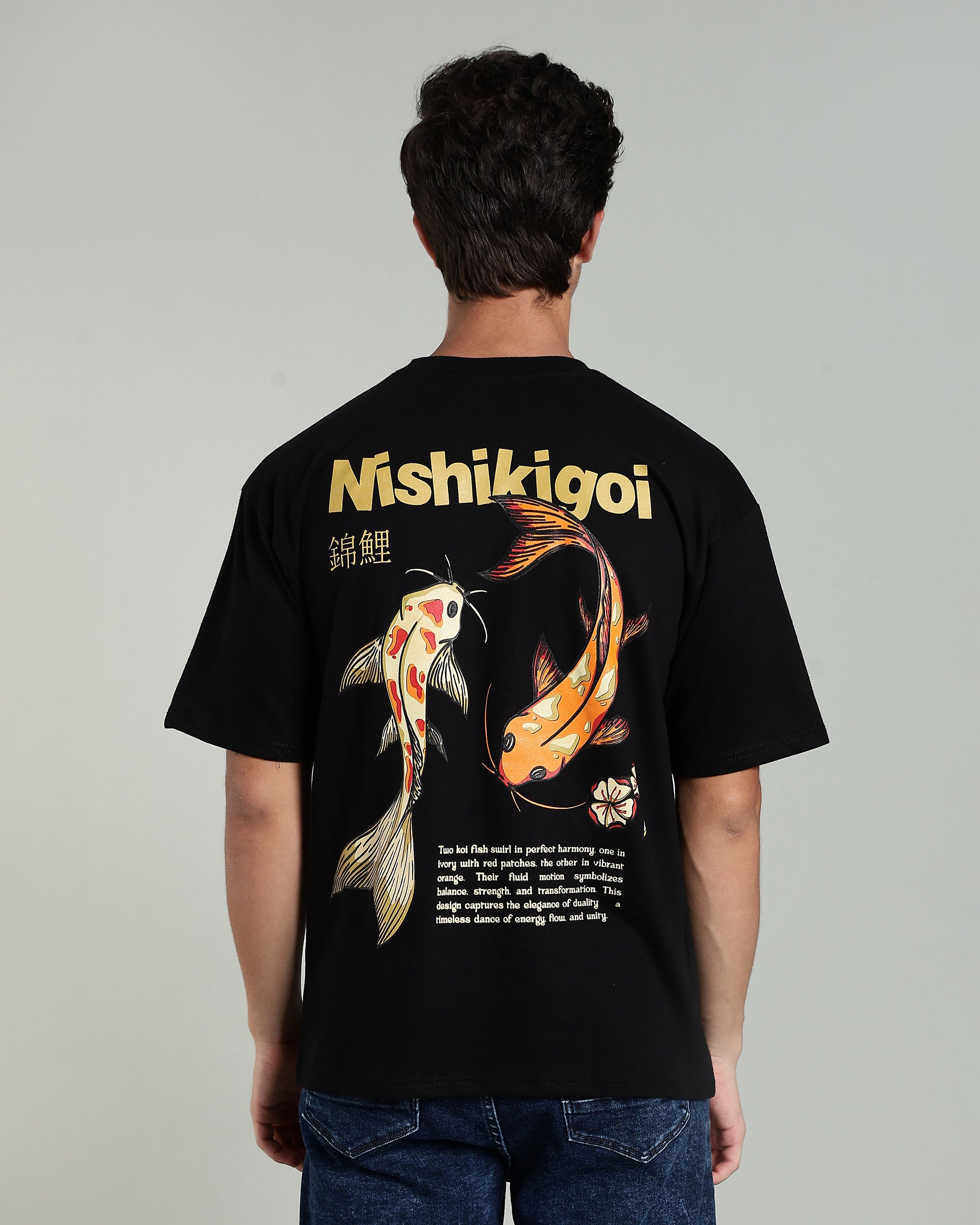 Nishikigoi Art Black Oversized Tee