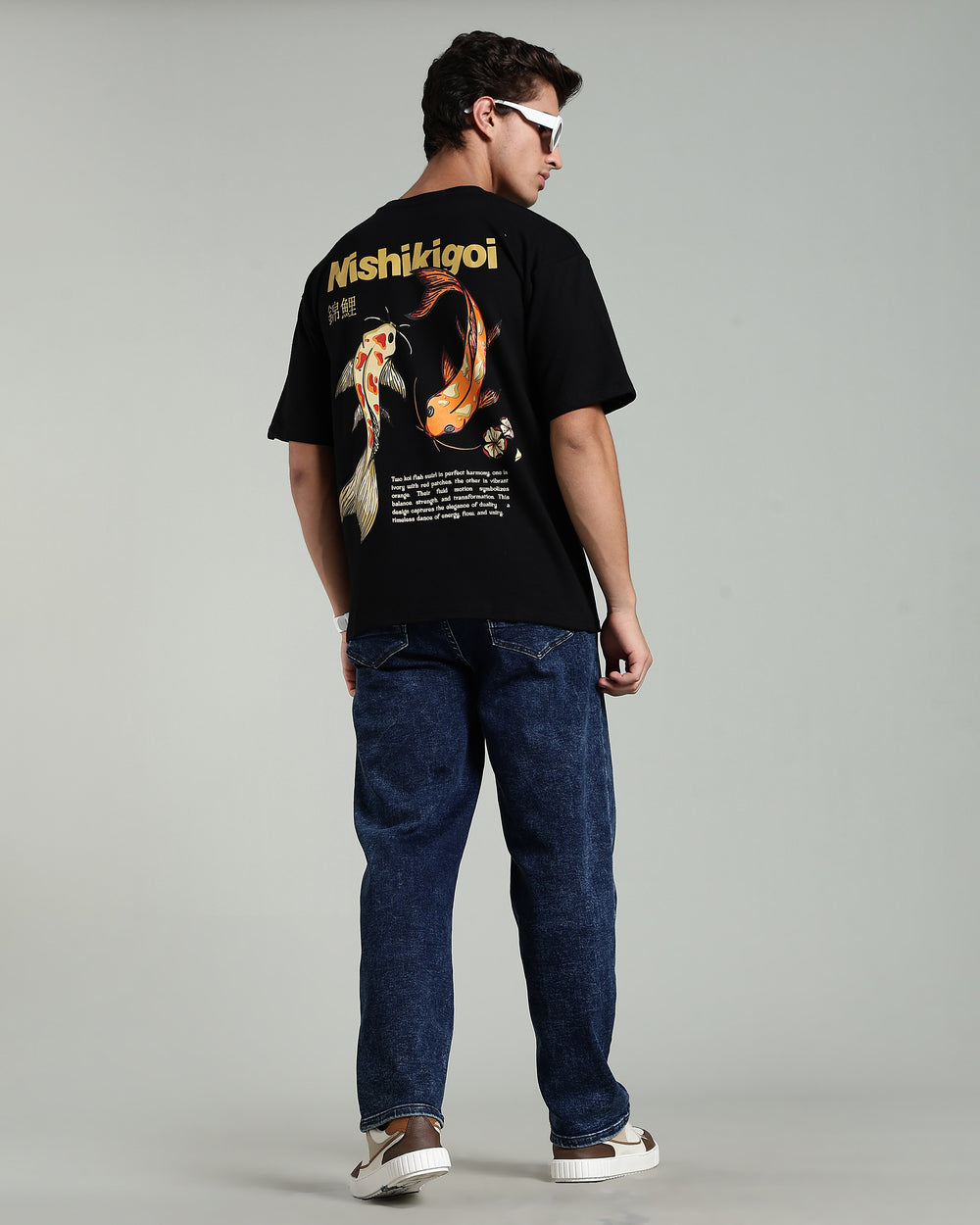 Nishikigoi Koi Fish Black Oversized T-Shirt