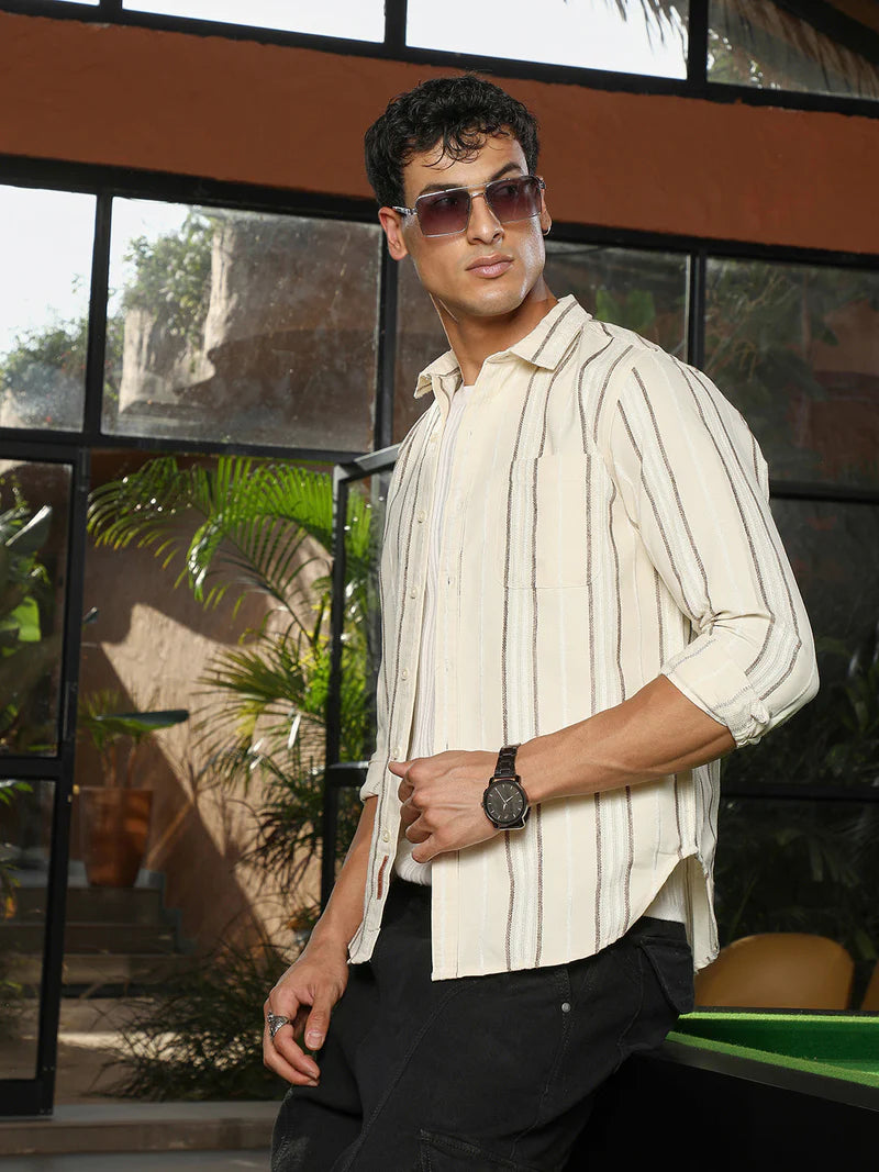 Shadow-Stripe Jacquard Shirt