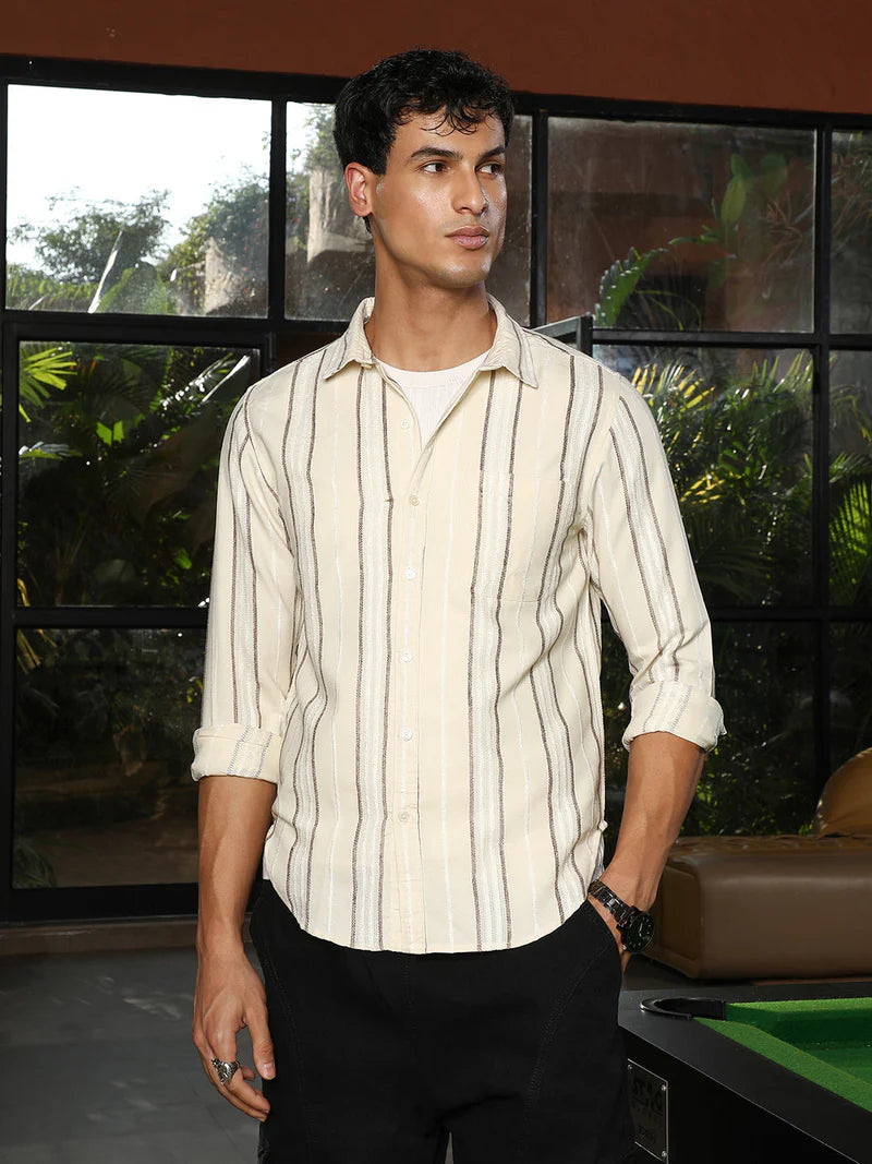 Shadow-Stripe Jacquard Shirt