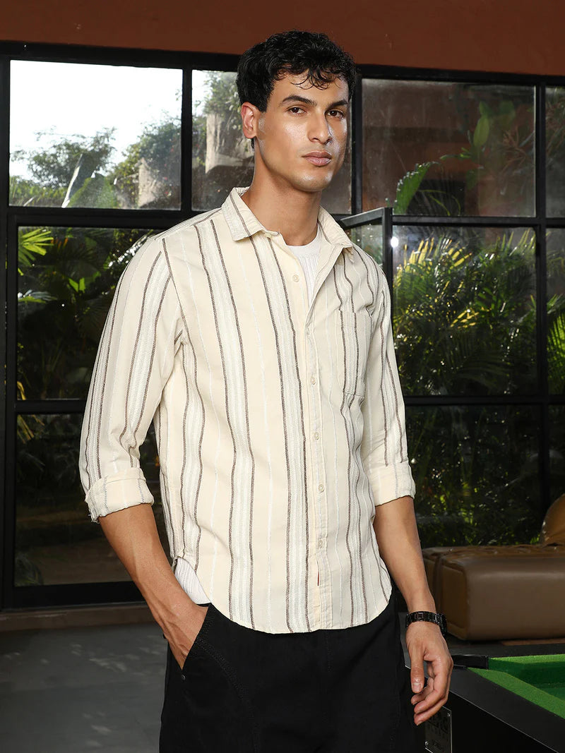 Shadow-Stripe Jacquard Shirt