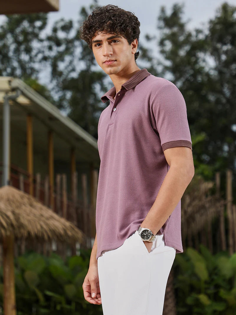 Textured-Knit Polo T-Shirt