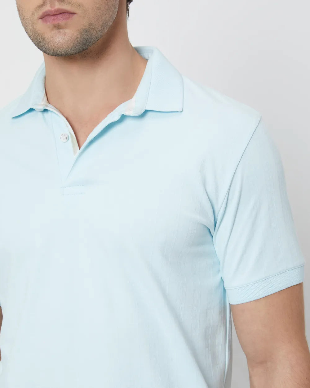 Textured Plain Slim Fit Polo T-Shirt