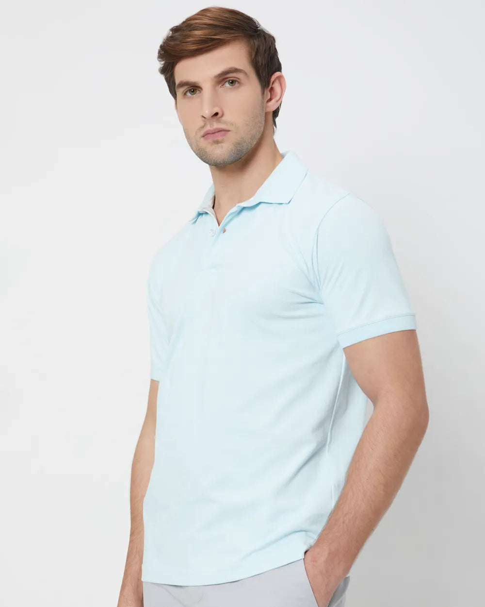 Textured Plain Slim Fit Polo T-Shirt