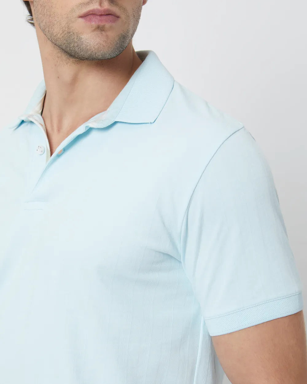 Textured Plain Slim Fit Polo T-Shirt
